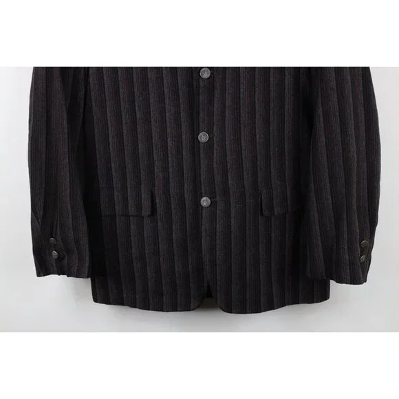 Vintage 50s 60s Rockabilly Mens 40R Wool Striped Blazer Suit Coat Jacket USA - Picture 3 of 14